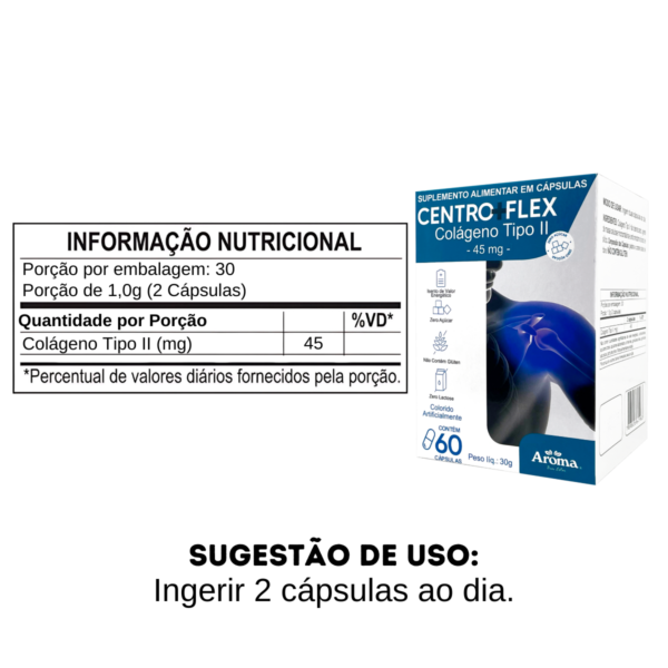 CENTRO+FLEX COLÁGENO TIPO II | 60 CÁPSULAS - Imagem 2
