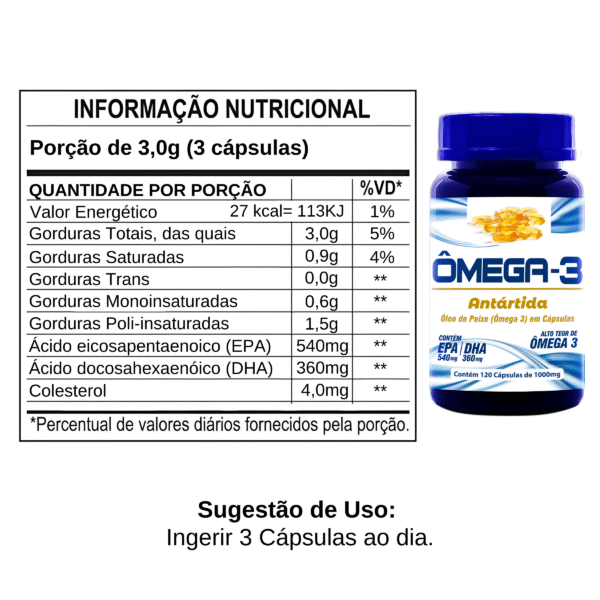 ÔMEGA 3 1000MG | 120 CÁPSULAS (ANTARTIDA) - Imagem 2